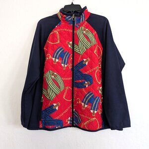 LRL Ralph Lauren Active Jacket Women's 2X Equestrian Print Zip Quilted Pockets
